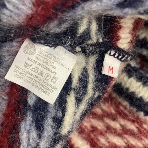 Sweater Market Denmark Wool Fair Isle Nordic Sweater Womens Medium M Red Blue - Picture 11 of 11